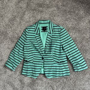 The Limited Green Striped One Button Blazer Jacket Women’s Size Large